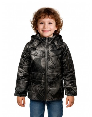 Printed Boys Jacket Printed Metallic Black Jacket 